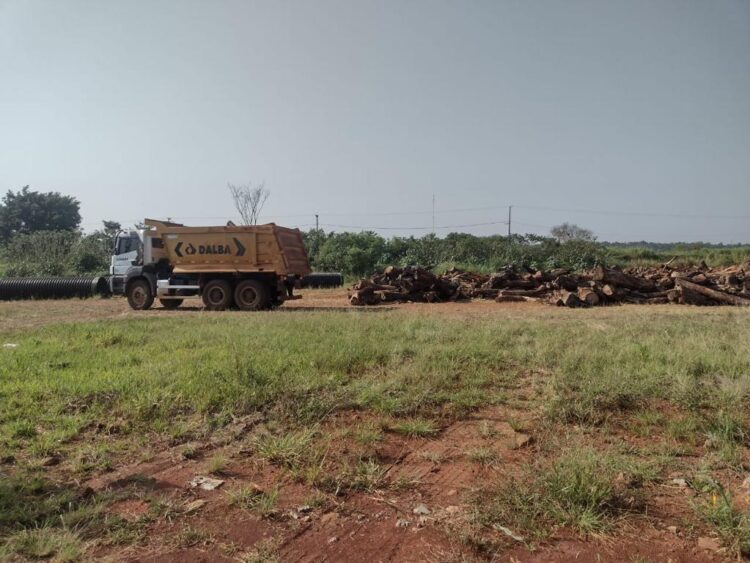 Retirada dos troncos de árvores do Trevo Carimã está chegando ao fim