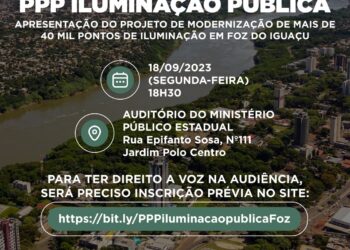 Quem quiser conhecer o projeto de iluminação pública de Foz poderá participar da audiência pública