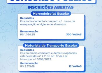 Inscrições do concurso para merendeira e motorista do transporte escolar terminam domingo (01)