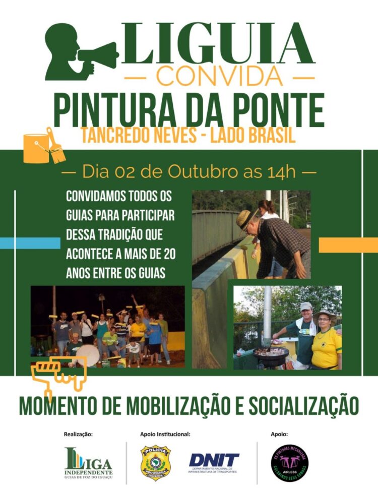 Guias de Turismo de Foz e Porto Iguaçu se unem para pintar o lado brasileiro da Ponte Tancredo Neves