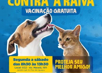 A partir dessa segunda-feira (23), CCZ começa vacinação antirrábica de cães e gatos em Foz