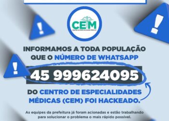 Atenção moradores de Foz: Whatsapp do Centro de Especialidades Médicas (CEM) foi hackeado