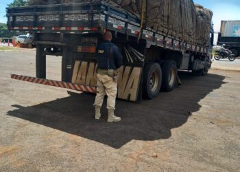 Perigo na estrada: PRF flagra caminhão com arqueamento da altura de um homem na BR 277