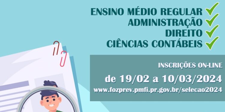 Fozprev abre vagas de estágio para ensino médio e superior