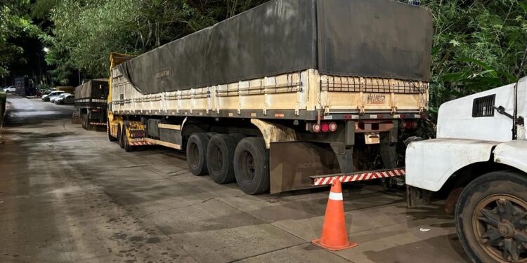 Nove caminhões com pneus contrabandeados são barrados na Ponte da Amizade