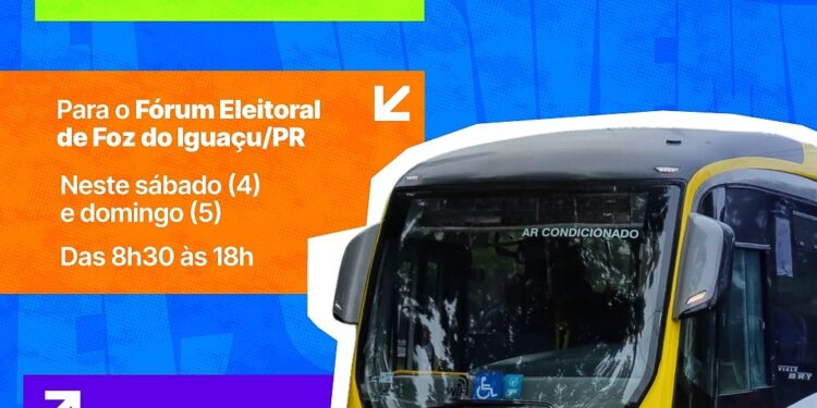 Quem precisar ir até o Fórum Eleitoral terá ônibus de graça sábado (4) e domingo (5), em Foz do Iguaçu