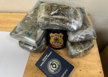 Cães farejadores indicam mala com cocaína em fundo falso no aeroporto de Foz