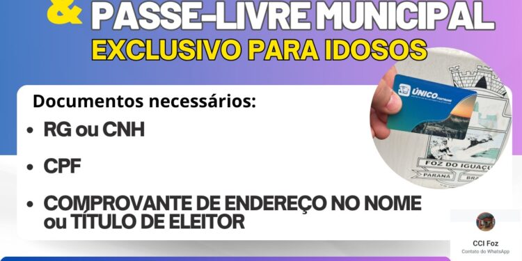 Idosos de Foz podem fazer Credencial de Estacionamento e Passe Livre Municipal nesta sexta-feira, 27