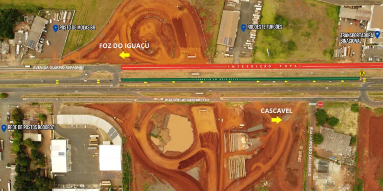 A partir de segunda-feira (10),marginal da BR-277 em Foz do Iguaçu volta a ser interditada