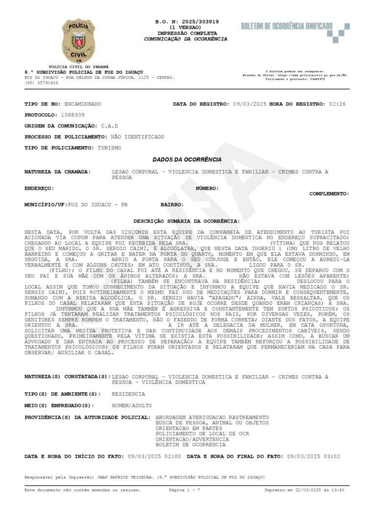 Secretário de Meio Ambiente, Sérgio Caimi, é acusado de agredir a esposa