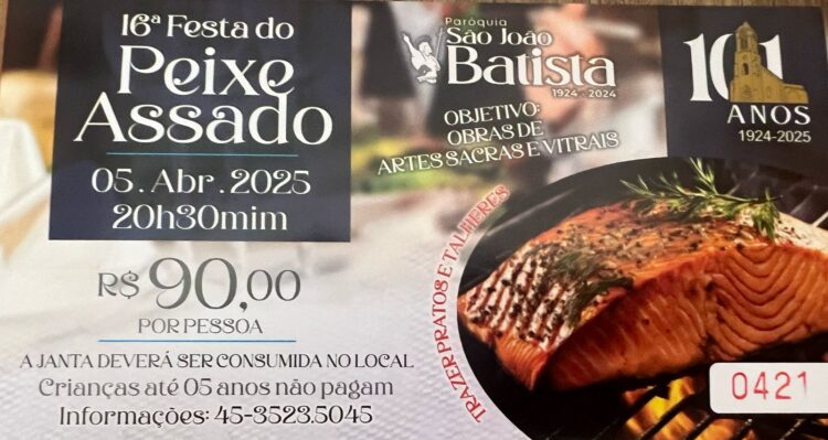 Matriz São João Batista promove no dia 5 de abril a 16ª Festa do Peixe Assado