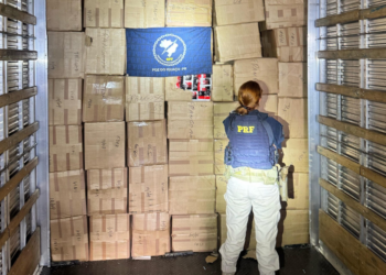 Caminhão com 3 mil celulares é interceptado pela PRF na BR-277, em Céu Azul