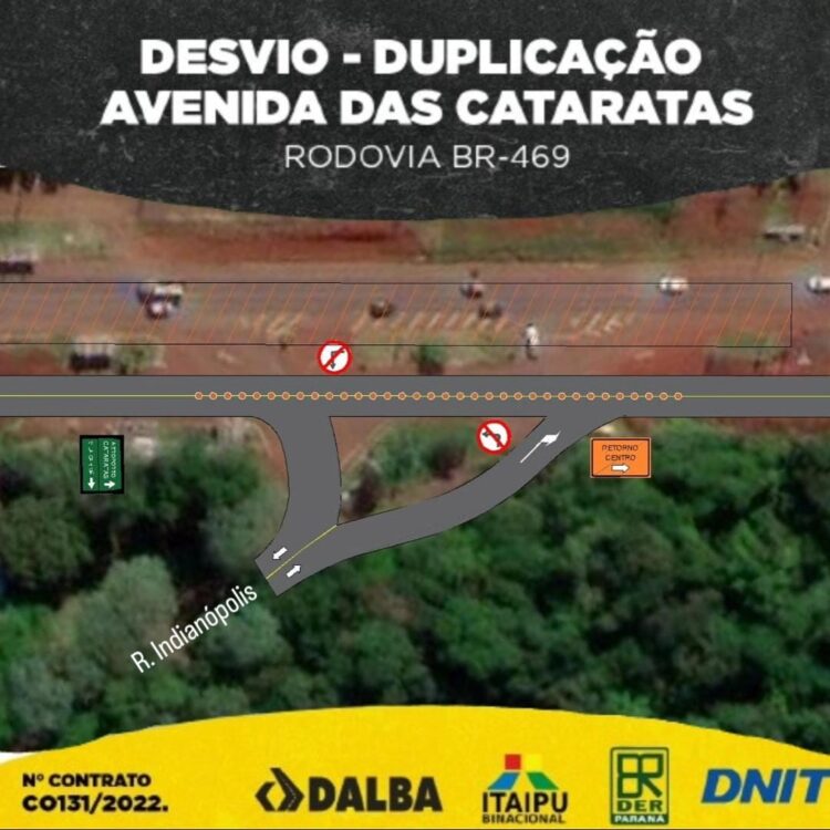 Avenida das Cataratas terá alteração no trânsito a partir desta segunda-feira (07)