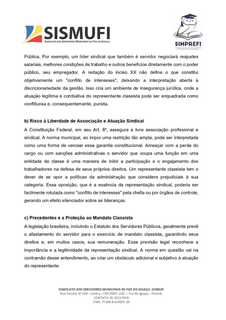 Sismufi e Sinprefi contestam Código de Ética dos Servidores por possíveis violações de direitos
