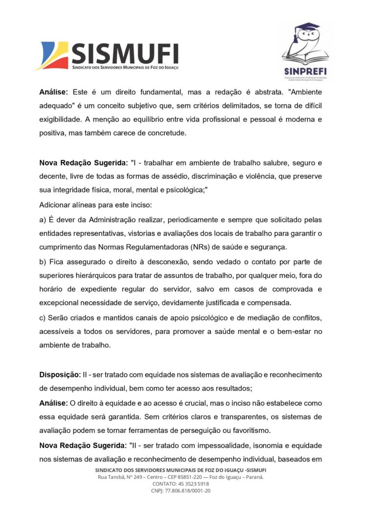 Sismufi e Sinprefi contestam Código de Ética dos Servidores por possíveis violações de direitos