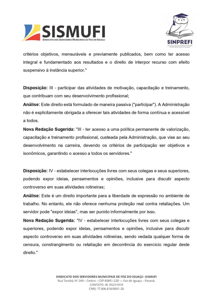 Sismufi e Sinprefi contestam Código de Ética dos Servidores por possíveis violações de direitos