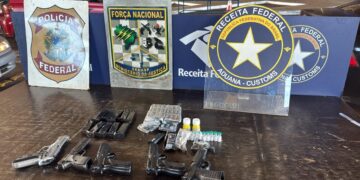 Armas e anabolizantes são apreendidos em ação conjunta na Ponte da Amizade