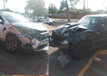 Batida entre duas caminhonetes deixa idoso ferido em Foz do Iguaçu