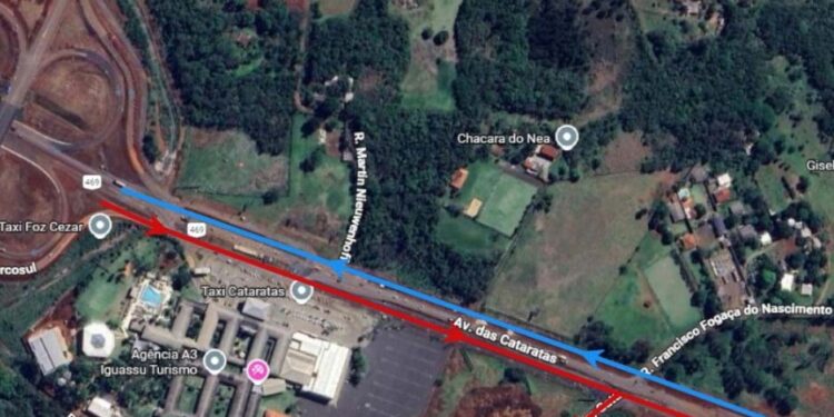 Novos desvios alteram tráfego no viaduto da BR-469 durante obras da Perimetral Leste