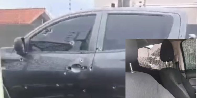 Homem é baleado e caminhonete é fuzilada após perseguição no bairro Três Lagoas